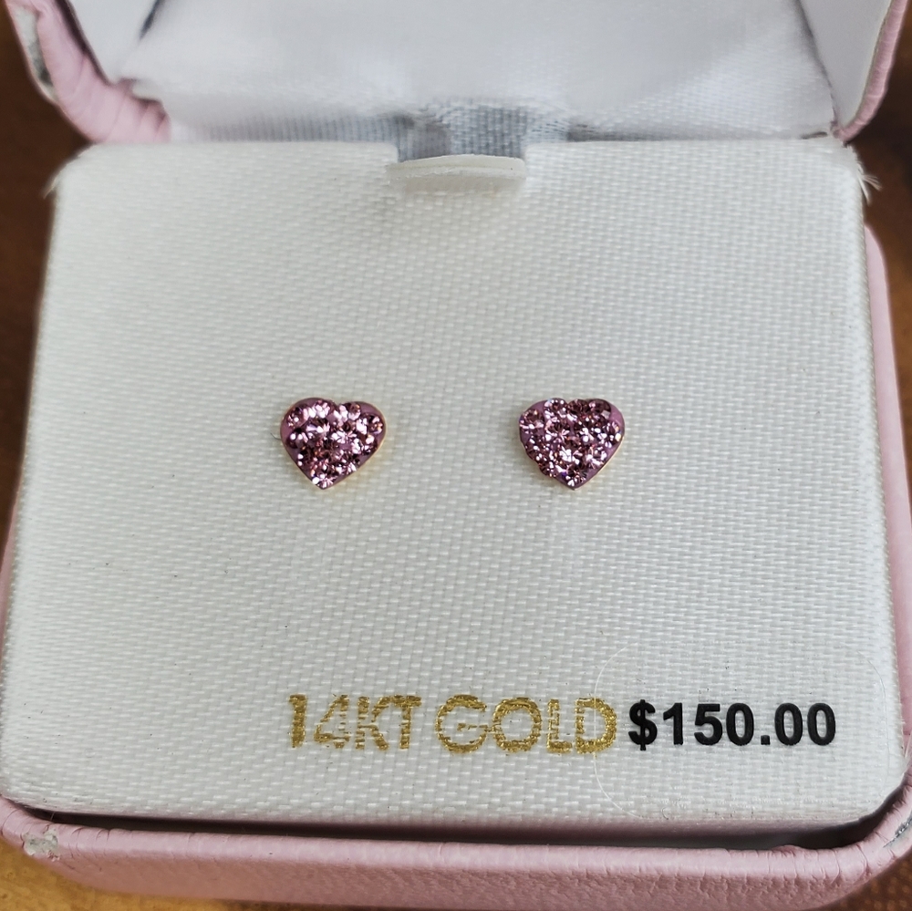 SOLD Girls rose Swarovski crystal stud earrings